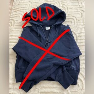Aritzia TNA Cozy Sweatfleece Boyfriend Zip Hoodie - Navy, Size XS